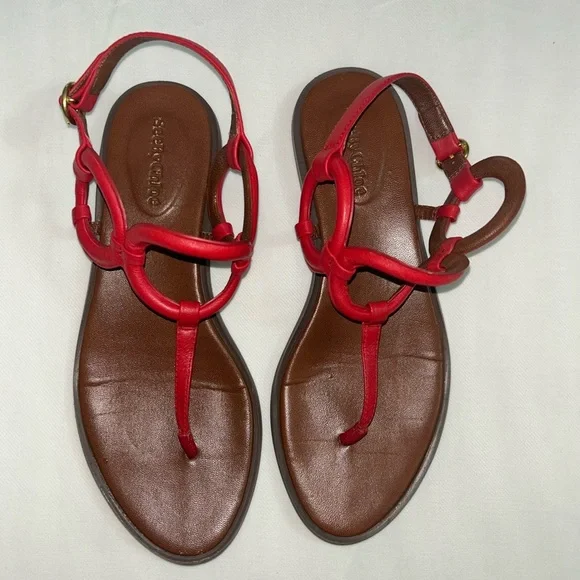 See by Chloe red leather sandals - Picture 9 of 10